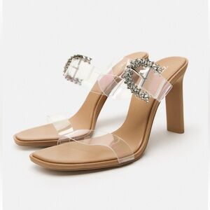 Zara HIGH HEELED VINYL SANDALS